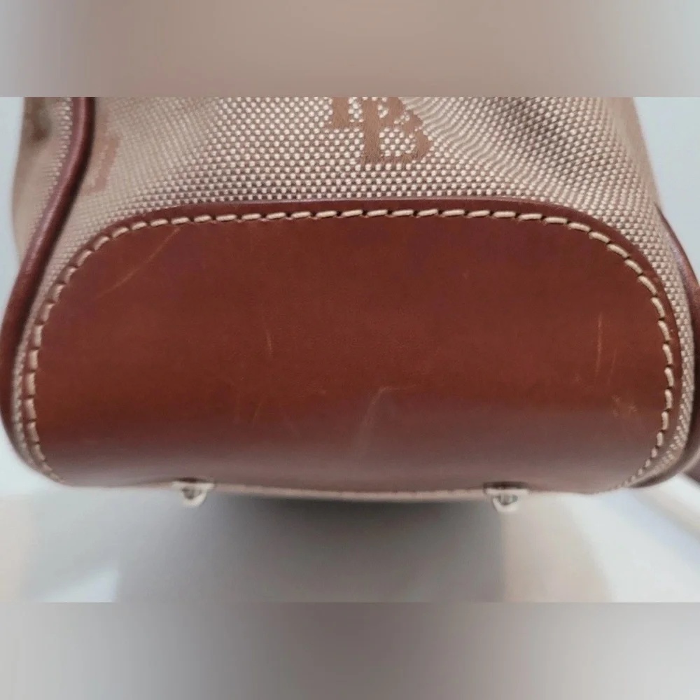 Dooney & Bourke Signature Canvas Satchel Brown Tan Leather Trim J8961605